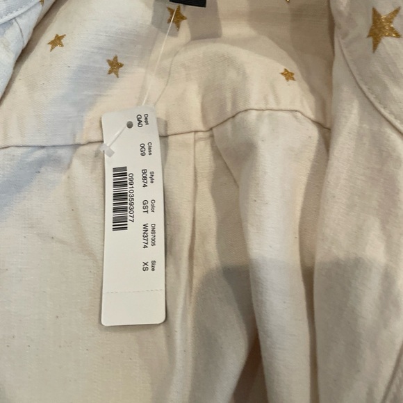 NWT J. Crew Ivory Gold Denim Shacket Shirt Western Holiday Party Casual XS - Picture 13 of 15